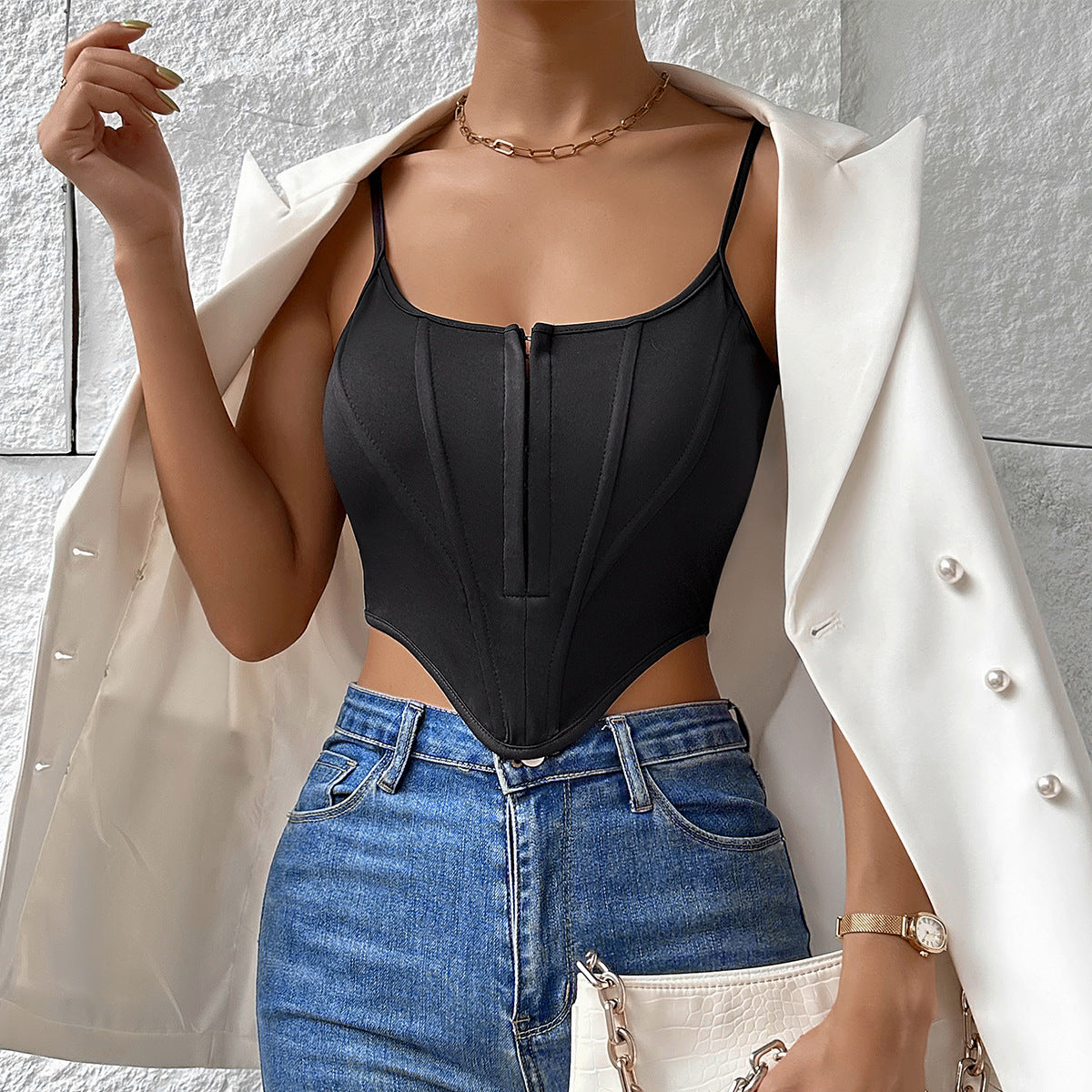 Women's Spaghetti Crop Corset Camisole Vest