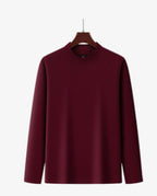 Men's Solid Color Threaded Velvet High Neck T-shirt
