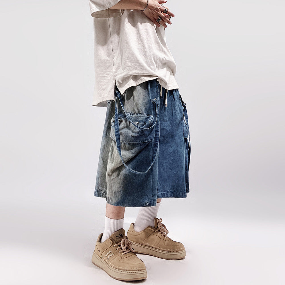 Men's Loose Cargo Denim Shorts