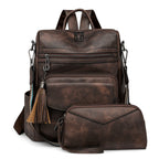 Women's Backpack With Two-tone Fringe