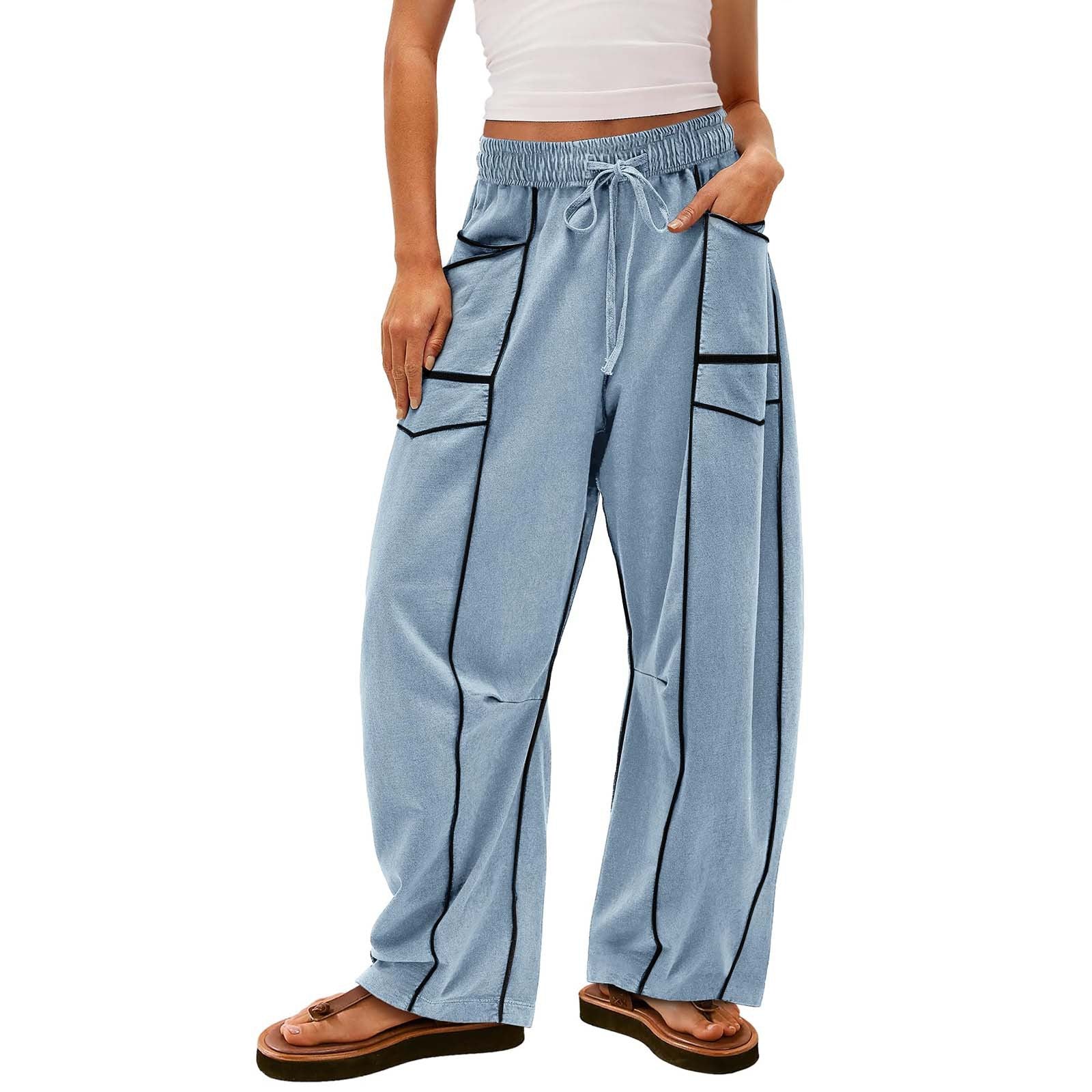 Women's Y2K Black Striped Wide-Leg Pants