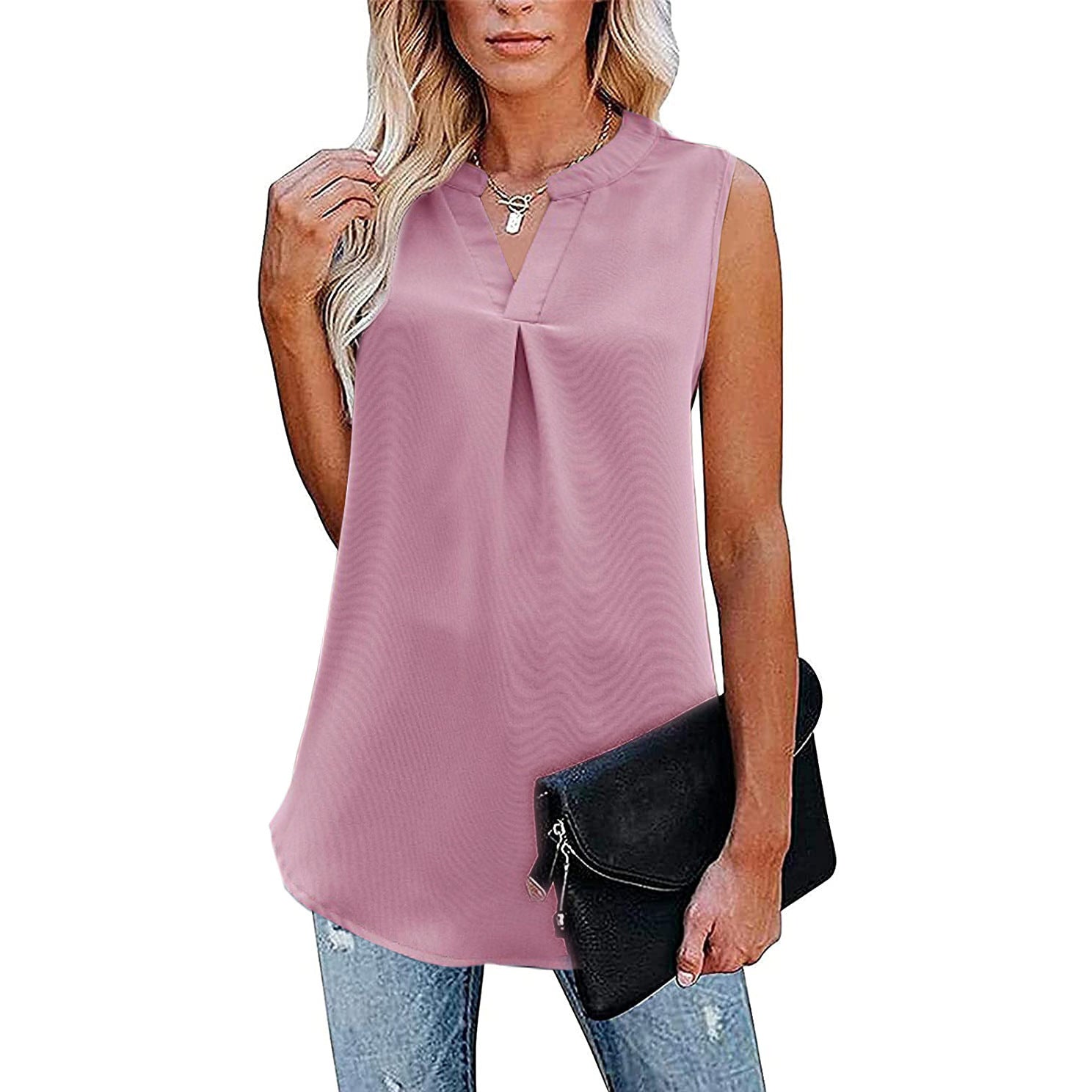 Women's Loose V-neck Sleeveless Lace Top