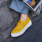 Women's Genuine Leather Lace-up Platform Shoes