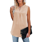 Women's Loose V-neck Sleeveless Lace Top