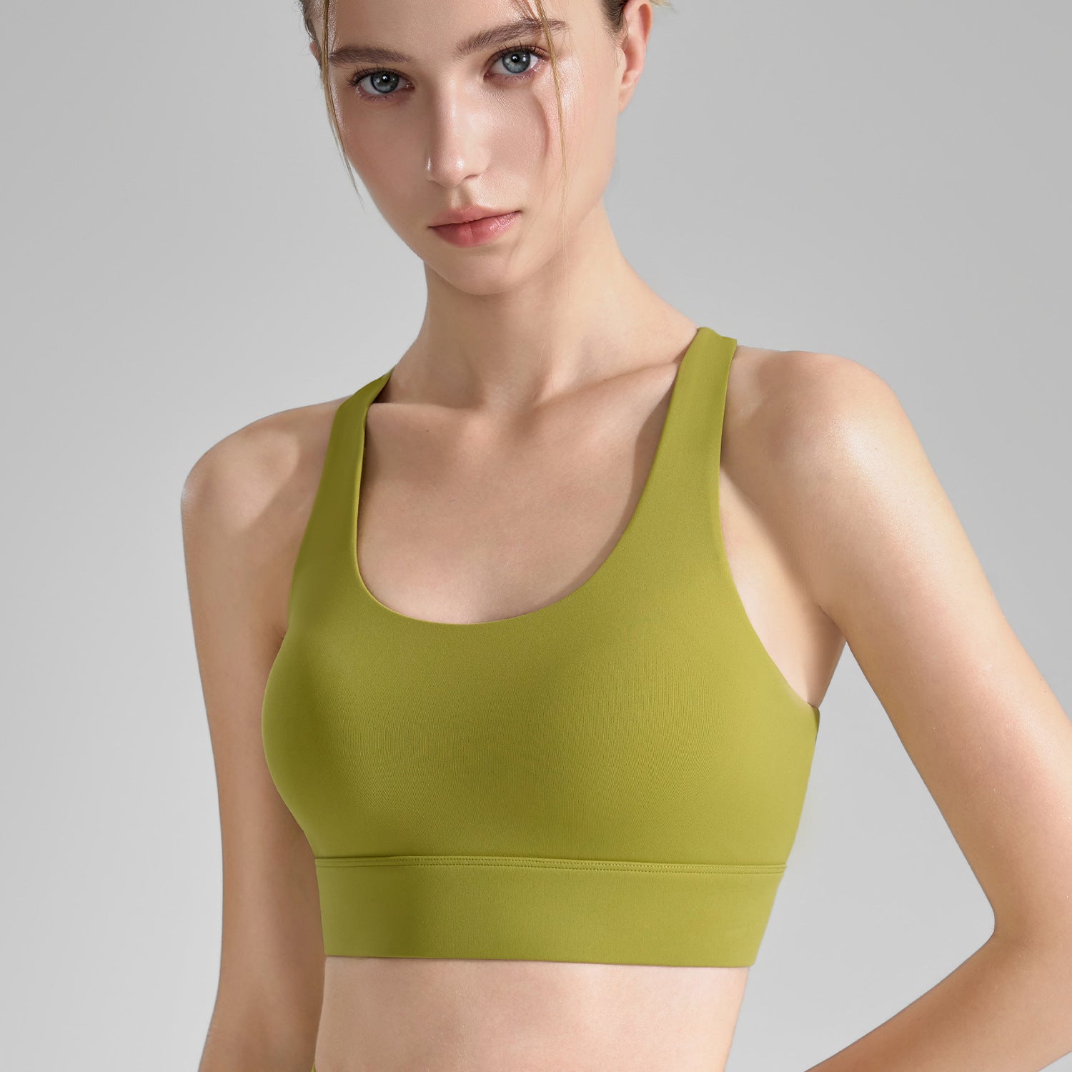 Women's U-neck Tie-up Thickened Yoga Butterfly Fitness Top