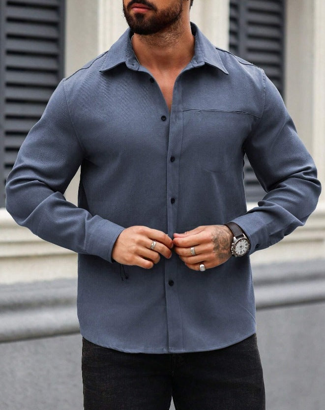 Men's Solid Color Long Sleeve Shirt