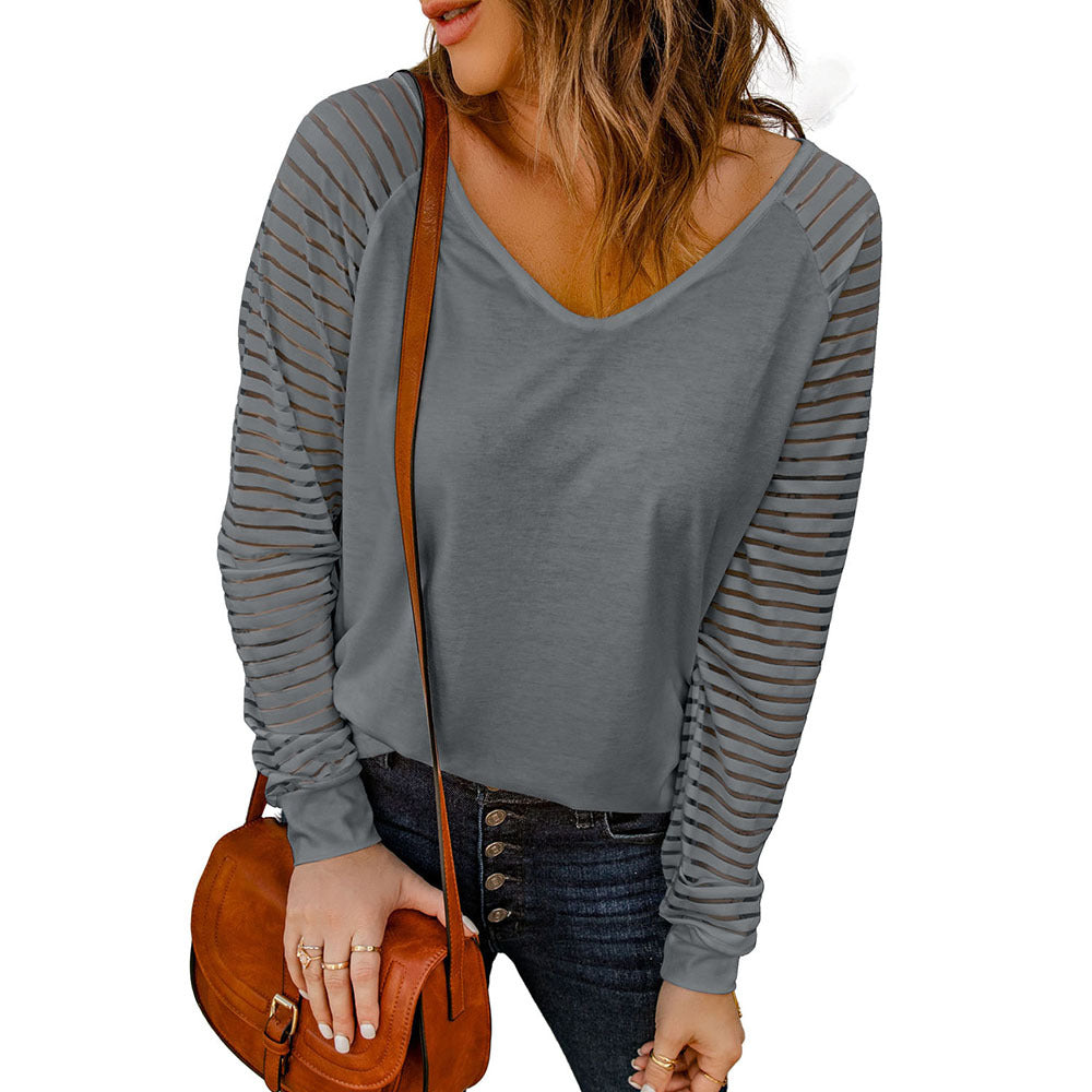 Women's Striped Sleeve Top