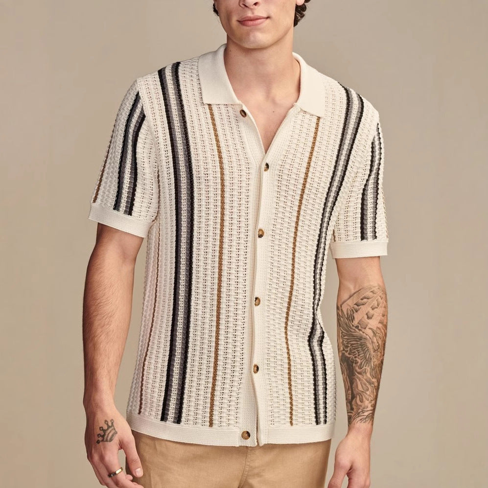 Men's Striped Knitted POLO Shirt