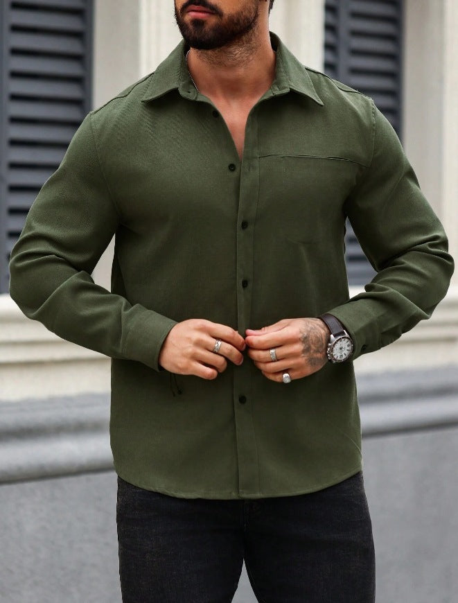 Men's Solid Color Long Sleeve Shirt