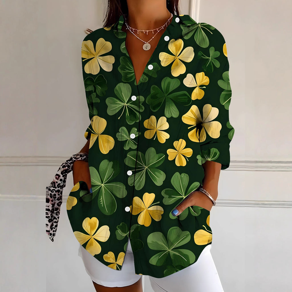 Women's Botanical Print Long Sleeve Shirt