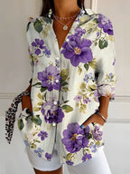 Women's Botanical Print Long Sleeve Shirt