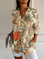Women's Relaxed Botanical And Geometric Shirts