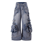 Women's Retro Multi-pocket Jeans