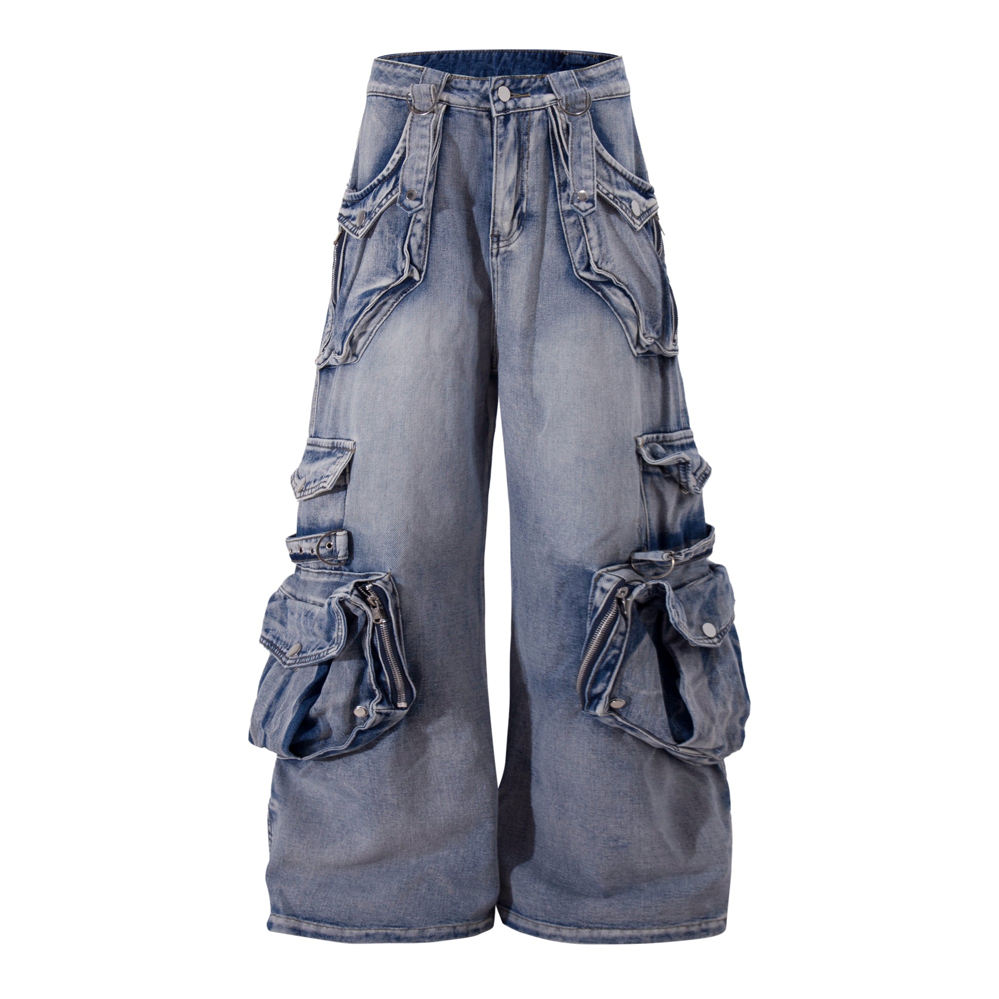 Women's Retro Multi-pocket Jeans