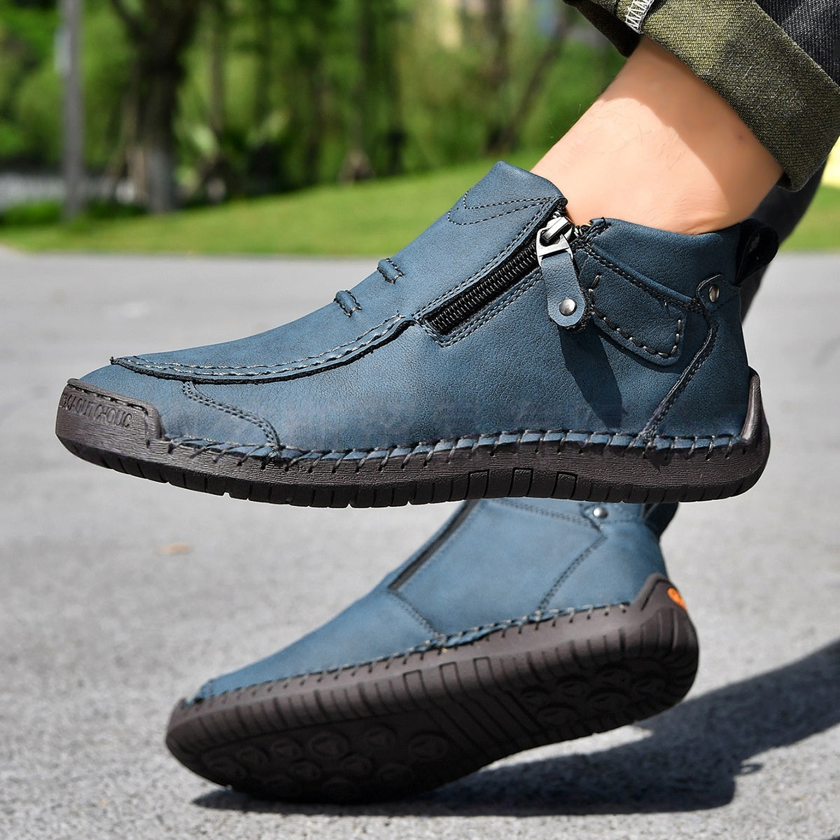 Men's Flats Ankle Side-Zipped Boots