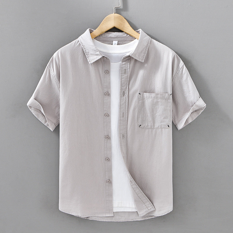 Men's Short-sleeved Cotton Shirt