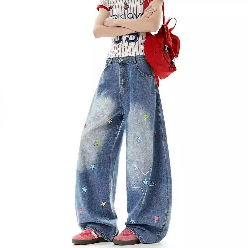 Men's Washed Vintage Embroidered Jeans