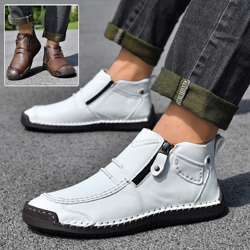 Men's Flats Ankle Side-Zipped Boots