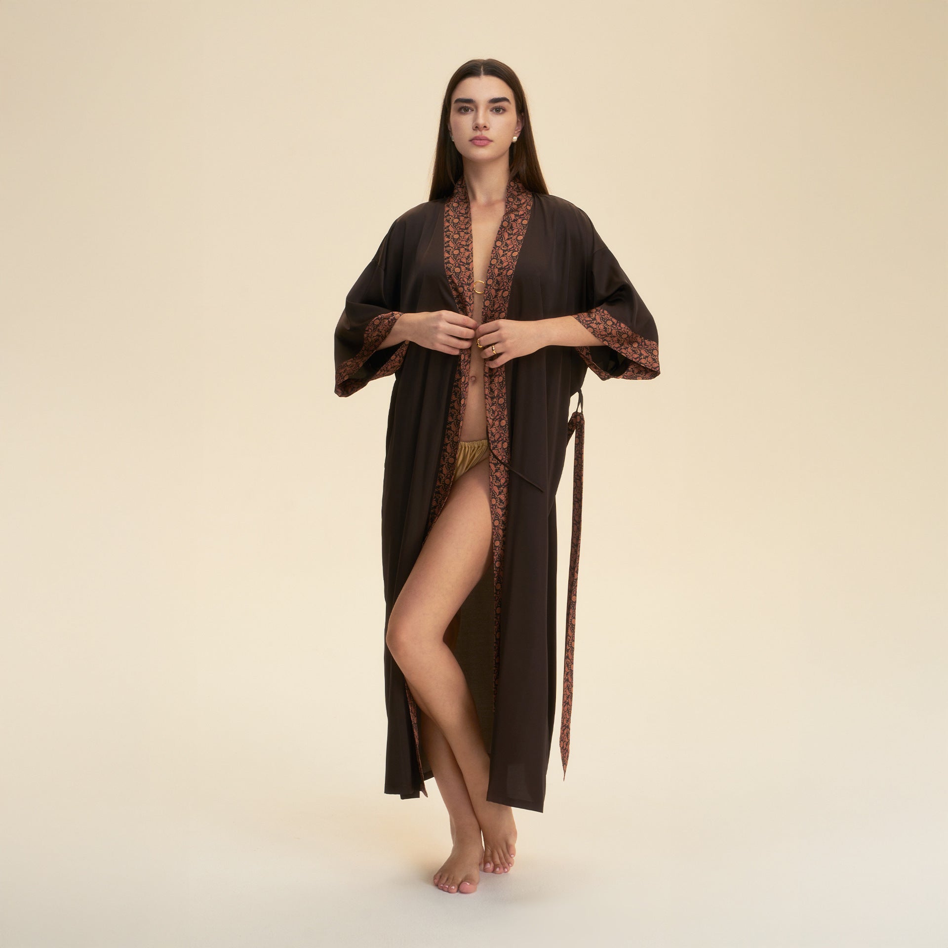 Women's Solid-Color Laced Robe