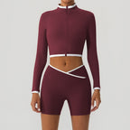 Women's Hip-Lifting Yoga Jacket And Shorts Set