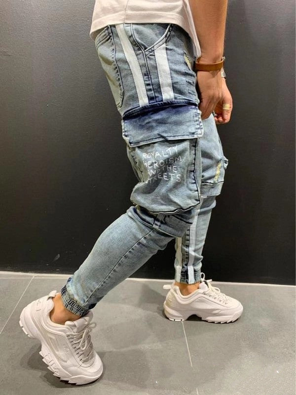 Men's Knee-cut Zipper Jeans