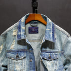 Men's Torn Washed Denim Jacket