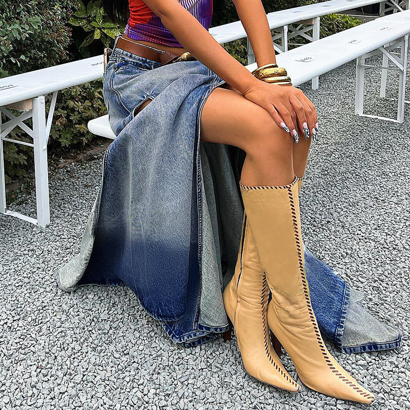 Women's Gradient Retro Denim Skirt