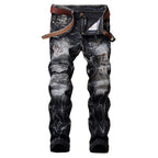 Men's Distressed Slim Fit Straight-leg Washed Jeans