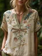 Women's Vintage Medieval V-Neck Short-Sleeve Top