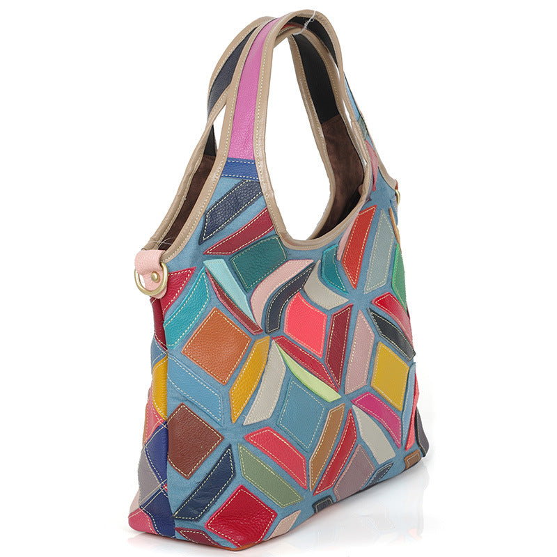 Women's Genuine Leather Multicolor Crossbody Bag