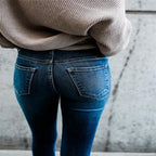 Women's Frayed Light Blue Ripped Slim Fit Jeans