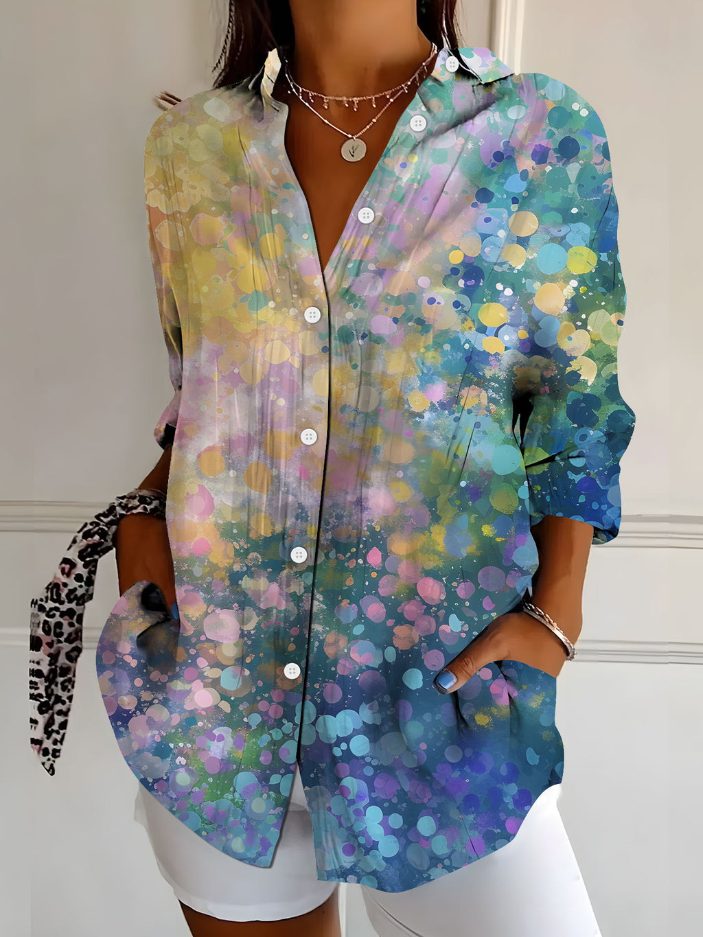 Women's Botanical Print Long Sleeve Shirt