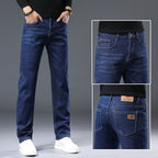 Men's Straight Fleece-lined Thick Jeans
