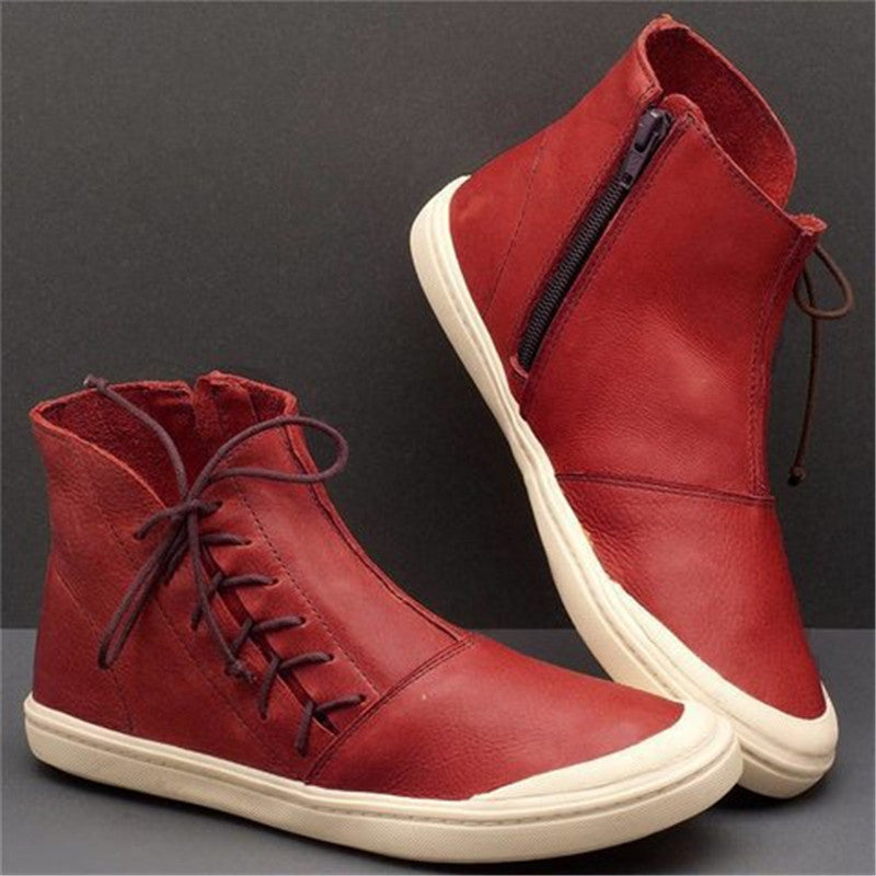 British style retro short boots mid-heel casual women's shoes