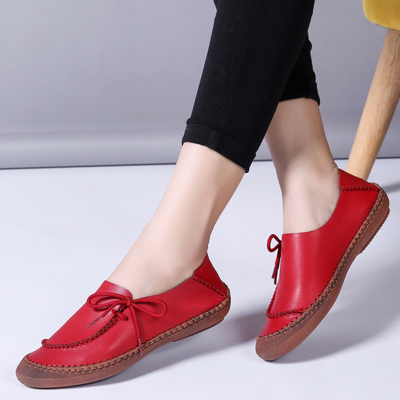 New Style Plus Size Women's Shoes Two Wear Leather Flat Casual Shoes