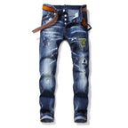 Men's Ripped Faded Paint Splatter Jeans