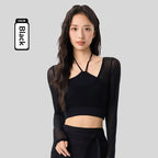 Women's Mesh Long-Sleeve Yoga Top With Built-In Sports Bra