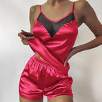 Women's Satin Solid Color Pajama Set