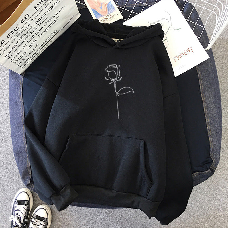 Women's Candy Black Rose Hoodie