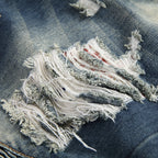 Men's Ripped Motorcycle Slim-Fit Straight-Leg Jeans