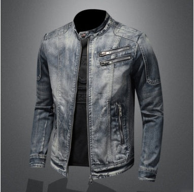 Men's Stand Collar Zipped Jacket