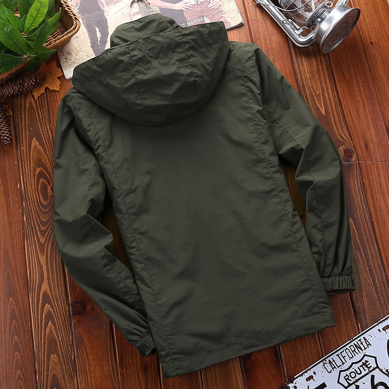 Men's Quick Drying Breathable Thin Hooded Windbreaker Jacket