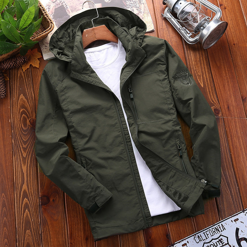 Men's Quick Drying Breathable Thin Hooded Windbreaker Jacket