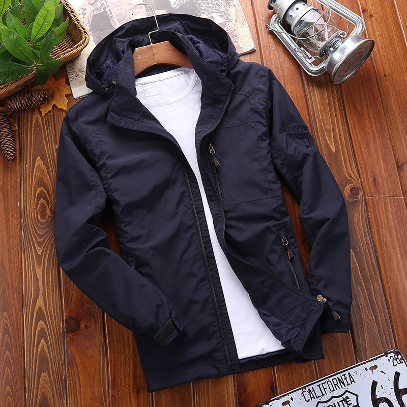 Men's Quick Drying Breathable Thin Hooded Windbreaker Jacket