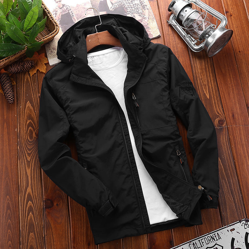 Men's Quick Drying Breathable Thin Hooded Windbreaker Jacket