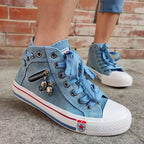 Side Zipped Denim Sneakers