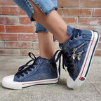 Side Zipped Denim Sneakers
