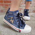 Side Zipped Denim Sneakers