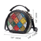 Women's Genuine Leather Geometric Pattern Cylindrical Shoulder Bag