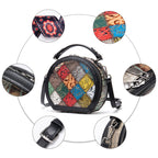 Women's Genuine Leather Geometric Pattern Cylindrical Shoulder Bag